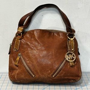 Michael Kors Collection “Matilda” Tonne Brown Leather Hobo Shoulder Bag Purse